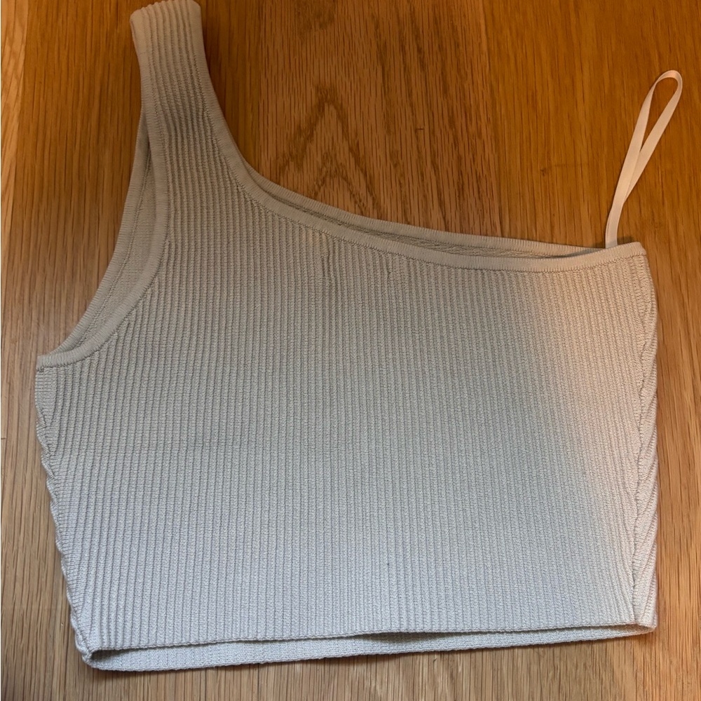 Aritzia Babaton One-Shoulder Ribbed Tank Top - Cream